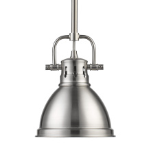 Golden 3604-M1L PW-PW - Wry Lighting Duncan 1-light 7in Rod Hung Pendant in Pewter